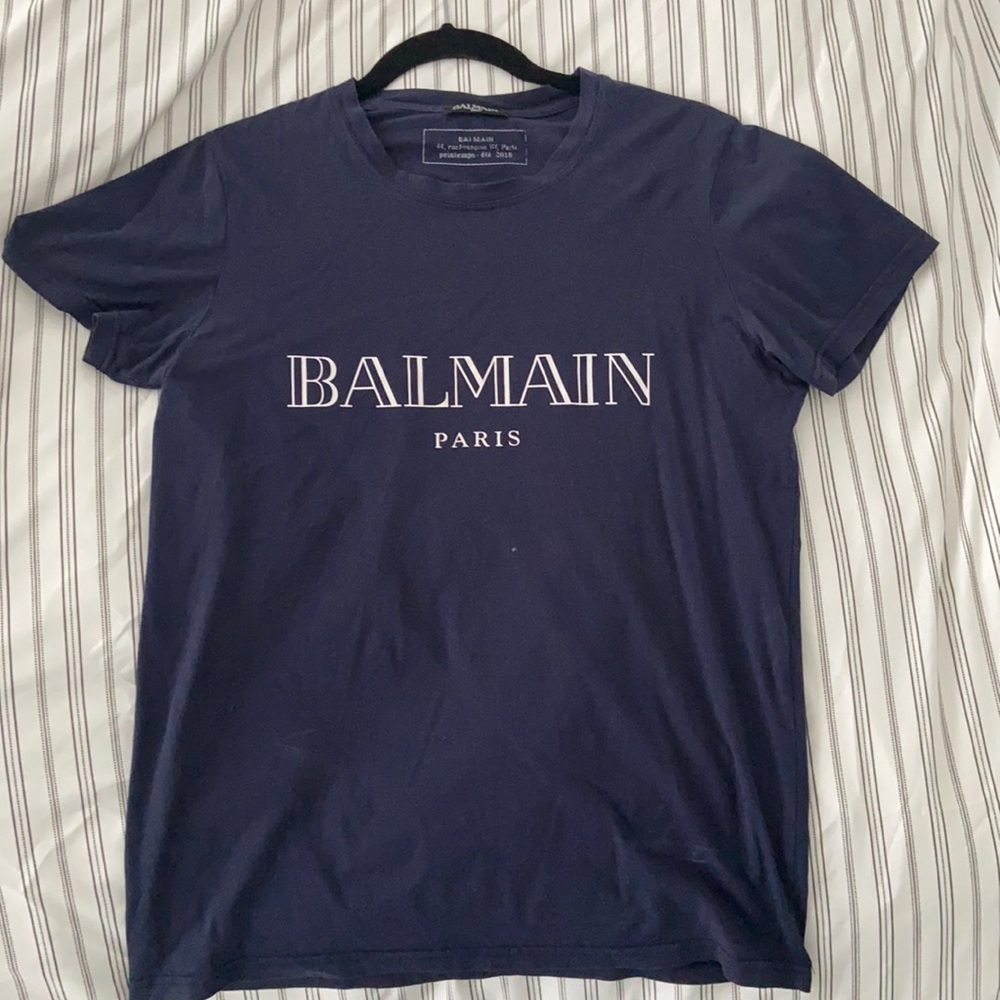 Adult size Small. Navy Balmain Tshirt. Gently worn condition like new
